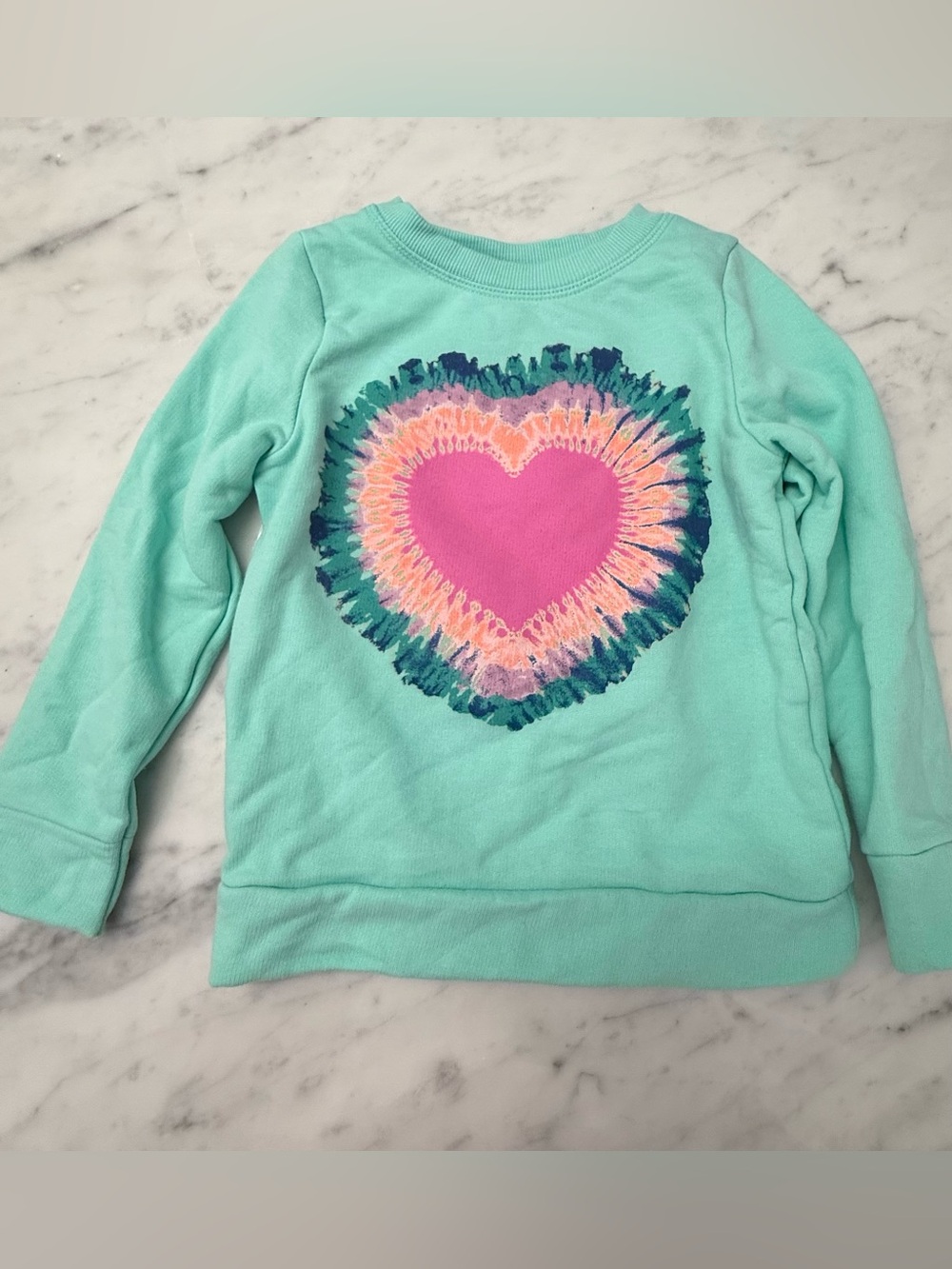 Cat & Jack Toddler Girls Sweatshirt with Pink Heart Tie-Dye. NWOT.